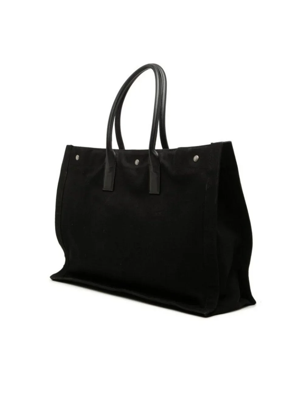 Saint Laurent Rive Gauche Tote Black Canvas Leather